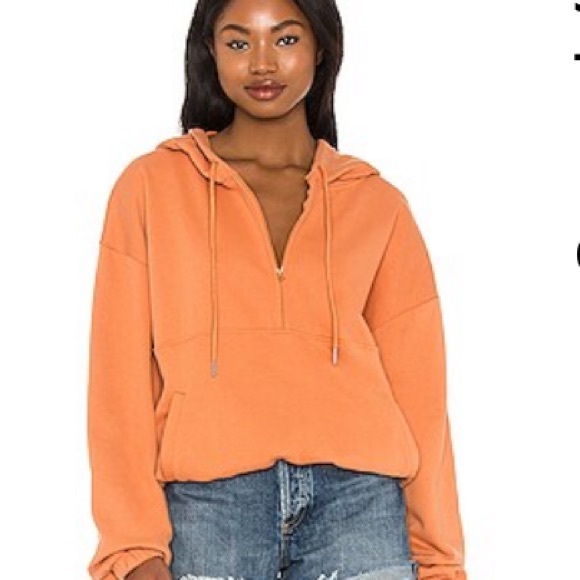 LBLC THE LABEL “Joey Zipper Hoodie” Terracotta ORANGE Pullover Sweatshirt - Picture 1 of 7